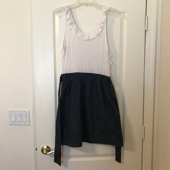 Velvet Torch Sleeveless  Dress Ivory & Light Denim - Picture 3 of 9